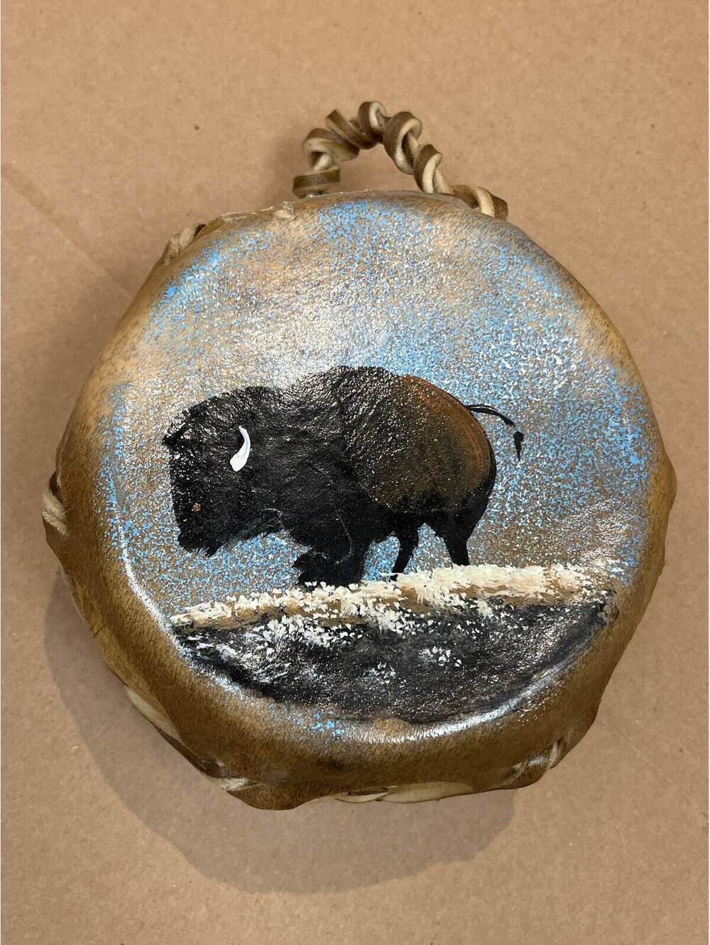 Navajo handmade hand painted buffalo/bison drum
